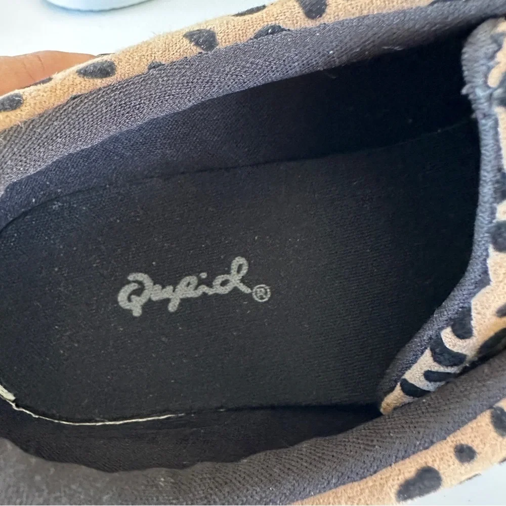 Qupid Tan and Black Spotted Slip-On Sneakers Size 8.5